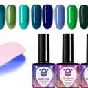 OUL'ISI 14pcs Gel Nail Polish Kit, Popular Bright Nail Art Solid Sparkle Glitters Colors Manicure with UV LED Nail Lamp, Base Coat Top Coat and Matte Coat Home DIY Nail Art Design (Freedom & Health)