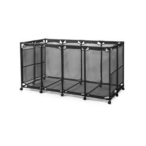 Pool Storage Bins Containers Rolling Pool Storage Cart Organizer with Nylon Mesh Basket Large Capacity with Iron Tube 65" L x 31" W x 34" H Black