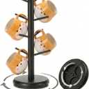 BAMBANG Coffee Mug Tree, 360 Rotating Bamboo Cup Holder Tree for Counter Top, Mug Rack with 8 Hooks, Mug Stand for Coffee Bar, Home, Black