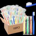 100 Pcs Prepasted Disposable Toothbrushes Bulk Individually Wrapped Pre Pasted Soft Bristle Set Travel Colorful Toothbrushes for Homeless Gift Hotel Camping Travel