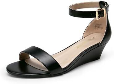 DREAM PAIRS Women's Ingrid Ankle Strap Low Wedge Sandal, 10
