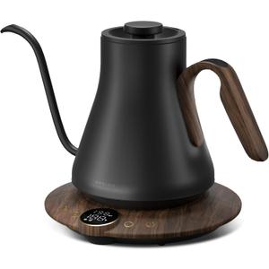 Electric Kettles, INTASTING Gooseneck Electric Kettle, 1 Temperature Control, Stainless Steel Inner, Quick Heating, for Pour Over Coffee, Brew Tea, Boil Hot Water, 1500W/0.9L (Glossy Black)