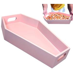 Pink Halloween Decor - Coffin Tray 14.2'' Tall Halloween Decorations for Her - Sturdy Reusable Girly Pastel Goth Room - Spooky Gothic Home