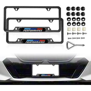 2PCS License Plate Frames, Stainless Steel 4-Hole License Plate Cover for BMW X3 X5 X1 X7 X6 4 3 5 2 1 Series M3 M5 M4 M2 M6 e90 e91 Accessories, with Screw Caps Cover Set(Carbon Fiber Black)
