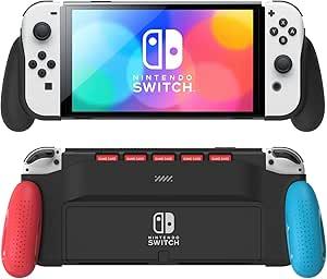 Grip Case Compatible with Nintendo Switch OLED, Unique Upgraded Designed with 5 Game Slots Comfortable & Ergonomic Grip Switch Accessories