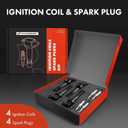 A-Premium Set of 4 Ignition Coil Pack and Iridium Spark Plugs Compatible with Hyundai Veloster 2012-2017, Accent & Kia Rio Soul 2012-2019, 1.6L Naturally Aspirated