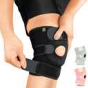 Bracoo Knee Support Brace for Men Women, Adjustable Compression Sleeve Wrap Patellar Pad Tendon - Arthritis Pain, meniscus tear, Injury Recovery, Running, Workout, KS10 (Black)