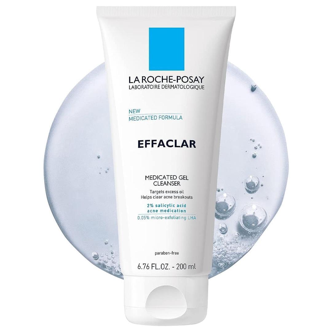 La Roche-Posay Effaclar Medicated Gel Cleanser, 2% Salicylic Acid Cleanser + LHA + Glycerin, Dermatologist Tested Foaming Acne Face Wash, Clear & Prevent Acne Breakouts, Oil Free, Targets Excess Oil (6.8 Fl Oz (Pack of 1))