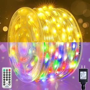 Outdoor Christmas Lights, 600LEDs 197FT Christmas Tree String Lights, IP67 Waterproof 11 Modes Warm and Multicolor Holiday Lights with Remote for House Yard Xmas Decorations