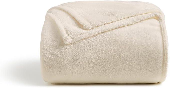 Cosy House Collection Everyday 1500 Series Fleece Blanket - Bedroom Essentials - All Season, Stays Fresh & Clean - Soft, Breathable & Skin-Friendly (Full/Queen, Cream)104x185