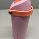 Insulated Water Bottle with Straw - Encool Stainless Steel Water Bottle with Push Button Lid, Leak-Proof & BPA-Free, Keeps Cold for 24 Hours for Sports, Travel, Gym (18 oz, Lily-Red)