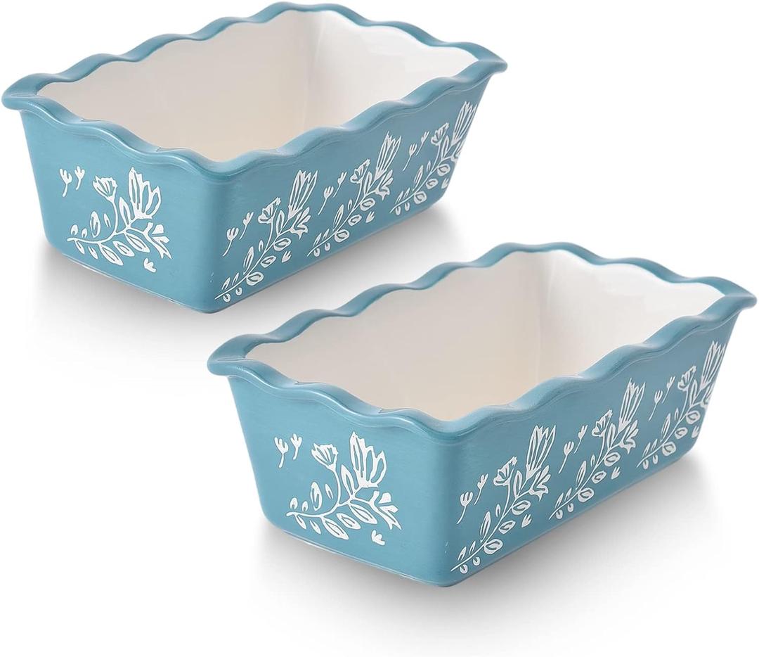 Wisenvoy Loaf Pan Bread Pan Ceramic loaf pans for baking Porcelain Baking Pans Nonstick Bread Pans for Baking (Turquoise)