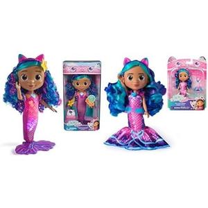 Gabby's Dollhouse: The Movie Bundle - 14" Sing & Shine Waterproof Mermaid Gabby Doll with Lights & Sounds + 6" Mer-Tastic Gabby Doll with Mermaid Outfit