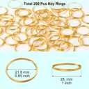 200PCS Key Rings, Split Bulk Keyrings for Keychain and Crafts (25mm) (Gold)
