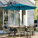 AreShark 9 FT Patio Umbrella for Outdoor, Outdoor Table Umbrella with Push Button Tilt and Crank, Outdoor Patio Umbrellas with 8 Sturdy Ribs for Market, Garden, Pool (Lake Blue)