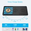 ZealSound Wireless Charging Pad, 3 in 1 Charger Mat for iPhone, Samsung Galaxy, Pixel, AirPods & Galaxy Buds, 24W Adapter Included, Ultra Slim, Case Friendly, PU Leather, for Home Office & Travel
