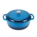 Amazon Basics Enameled Cast Iron Dutch Oven Pot with Lid, Round, Dual Handles, Heavy-Duty, Oven Safe for Baking, Roasting, Stews, 6-Quart, Blue