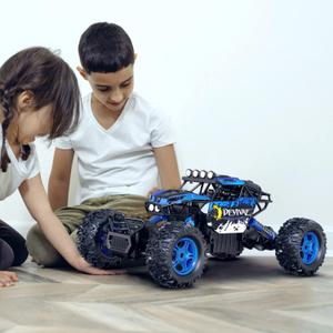 CROBOLL 1:12 Large Remote Control car for Boys Kids with Lifting Function,4WD RC Cars Electric Monster Truck Toy Gifts 4X4 Off-Road RC Rock Crawler 2.4GHz RC Truck with 2 Batteries (Blue)