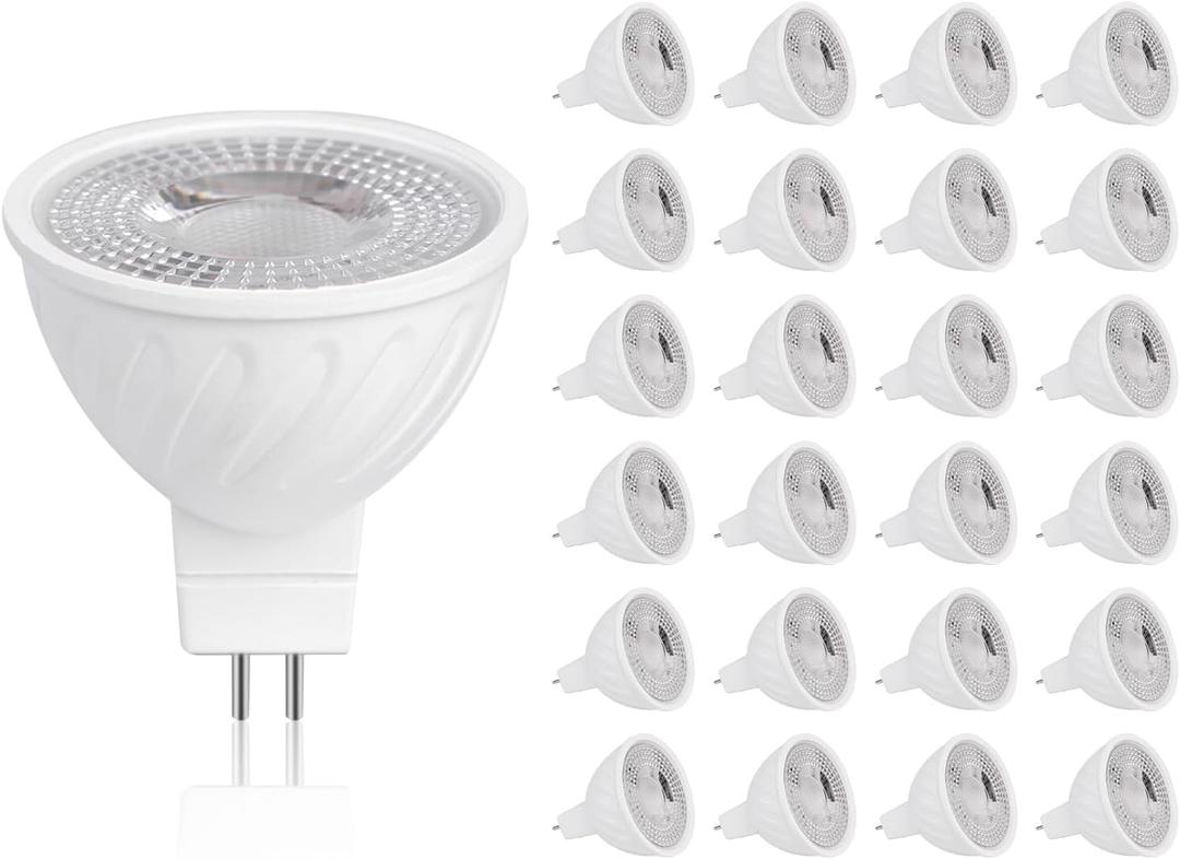 MR16 LED Bulb 50W Halogen Equivalent,3000K Warm White,5W MR16 GU5.3 12-36V AC&DC Spotlight Bulb,38 Beam Angle for Landscape,Dimmable,24pack.