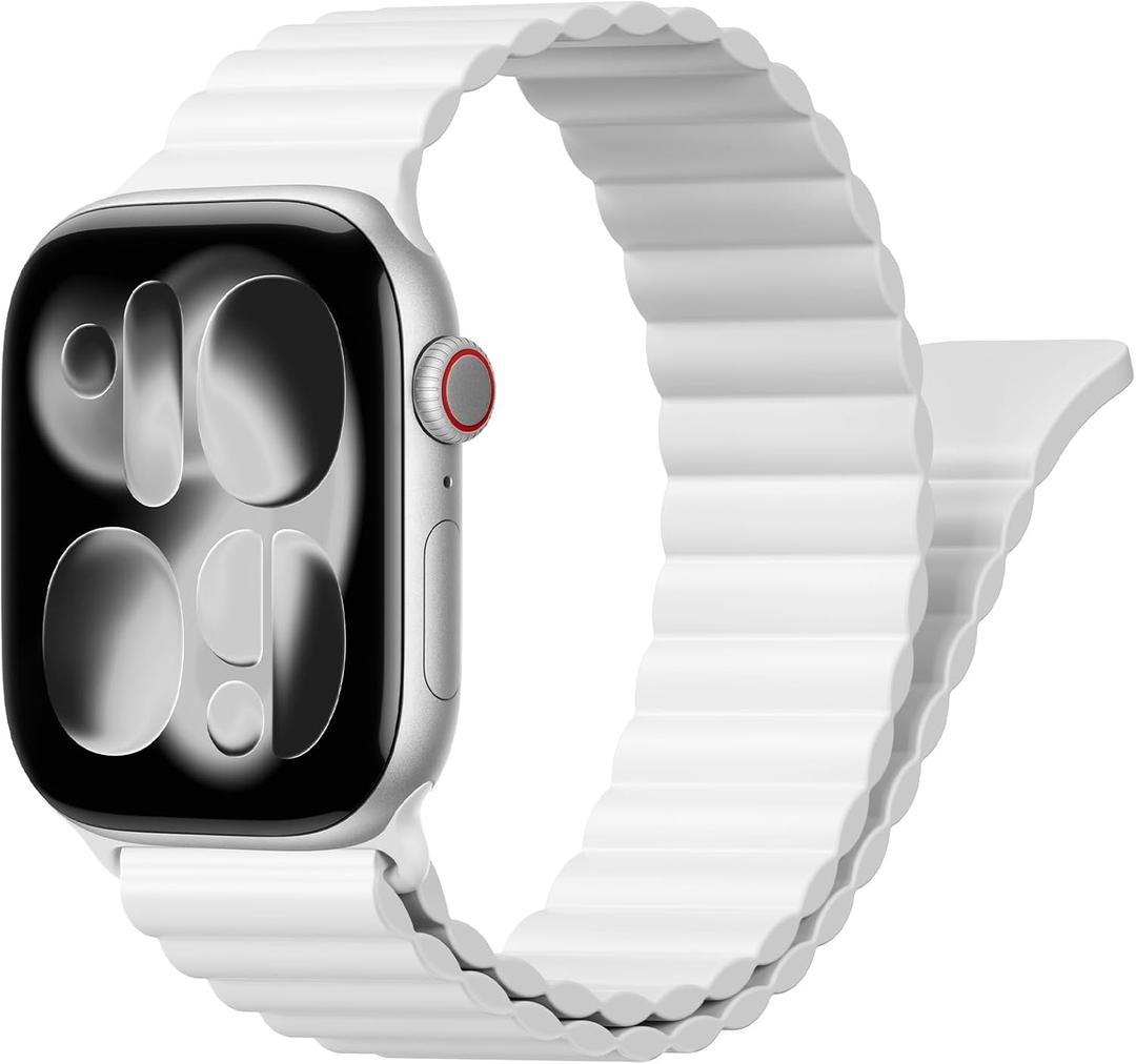 Magnetic Sport Bands for Apple Watch Band 40mm 38mm 41mm 42mm 44mm 45mm 46mm iWatch bands for Women Men,Silicone Loop Strap Wristband for Apple Watch Series 11 10 9 8 7 6 5 4 3 SE 3/2nd Ultra/3/2 49mm