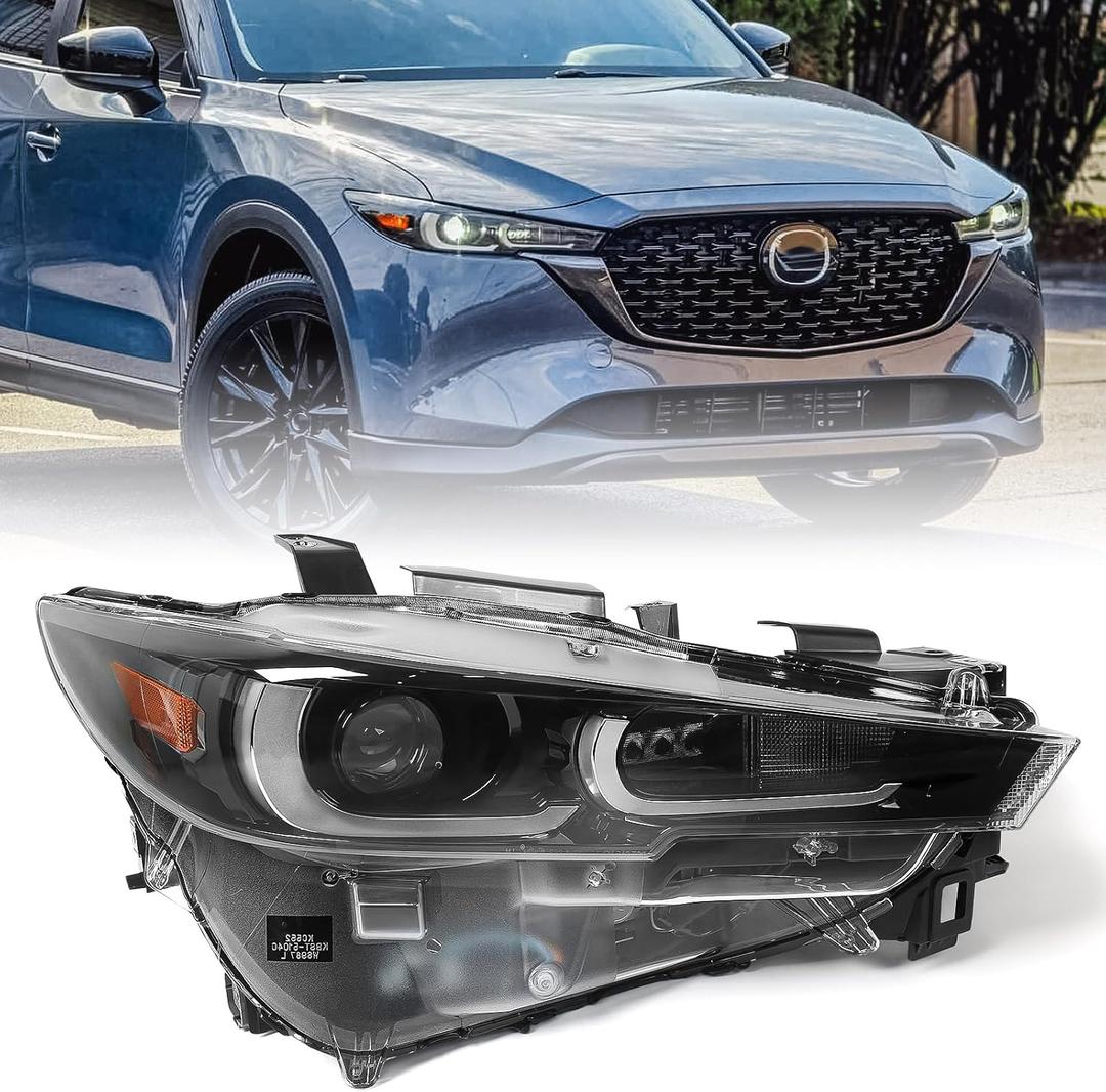 Huray Headlight Assembly for Mazda CX-5 CX5 2022 2023 2024 w/o AFS LED DRL RH Front Projector Headlamp OE Factory Replacement for KPF151040 Right Passenger Side w/o AFS LED, RH(Passenger Side)
