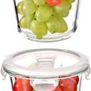 24 Oz Round Glass Food Storage Container, 3 Cup Round Glass Soup Container with Airtight Lids BPA free, Leak proof Borosilicate Storage bowls, Dishwasher Microwave Freezer Safe (2 Pack)