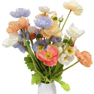 TooGet Fake Flowers 8 Pcs Poppies Plastic Flowers Artificial Silk Flower Bouquet for Home Office Wedding Outdoor and Patio Lawn Garden Decor, Height 24 Inches - Mixed Colors