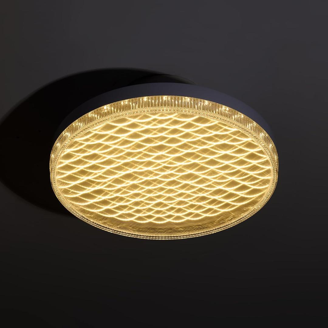E26 to E26 Screw-in LED Ceiling Light 12 Inch White Flush Mount Light Fixture with Memory Function for Basement Garage Shop 3 Color Changing White Light 48W (Warm/White/Daylight)