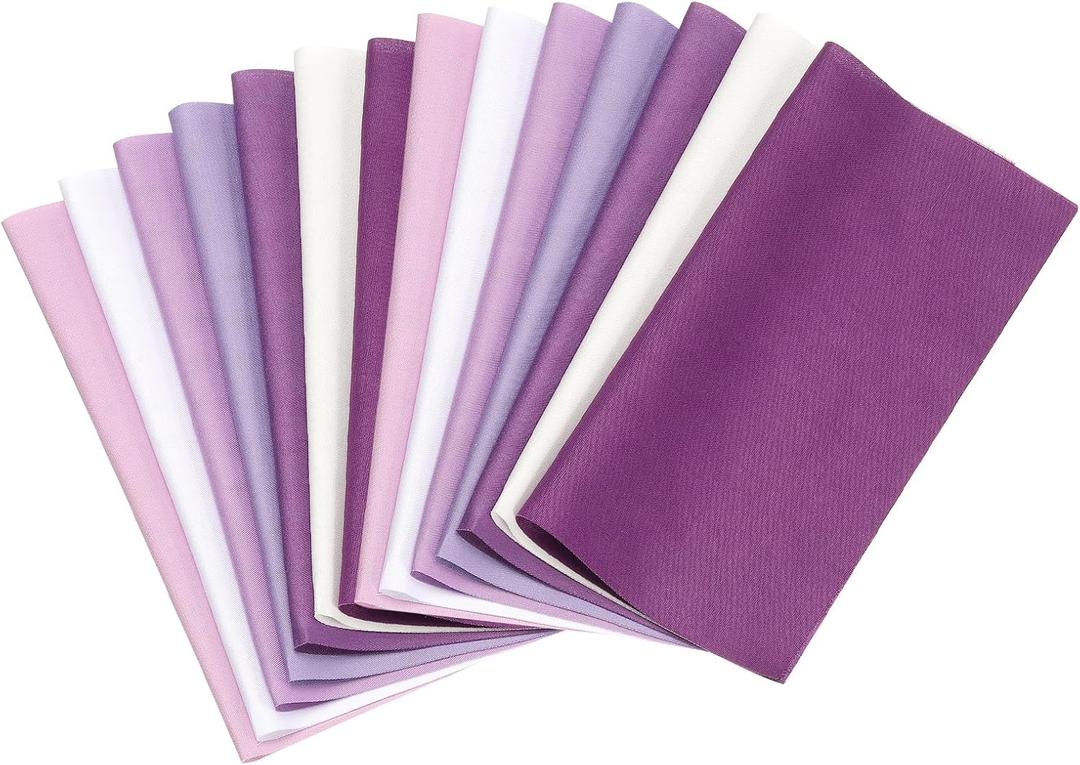 PATIKIL Cotton Fabric Bundles, 14 Pcs 10 x 10 Inch Fat Quarter Solid Color Precut Fabric Squares for Sewing Patchwork Quilting DIY Crafts, Purple
