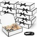 Silkfly 12 Pcs Bridesmaid Proposal Box with Ribbon, 10.6 x 8 x 3.15 Inch Gift Boxes with Lids Paper Gift Boxes for Wedding Baby Shower Birthday Party Present Packaging(White,Black), 1 Count