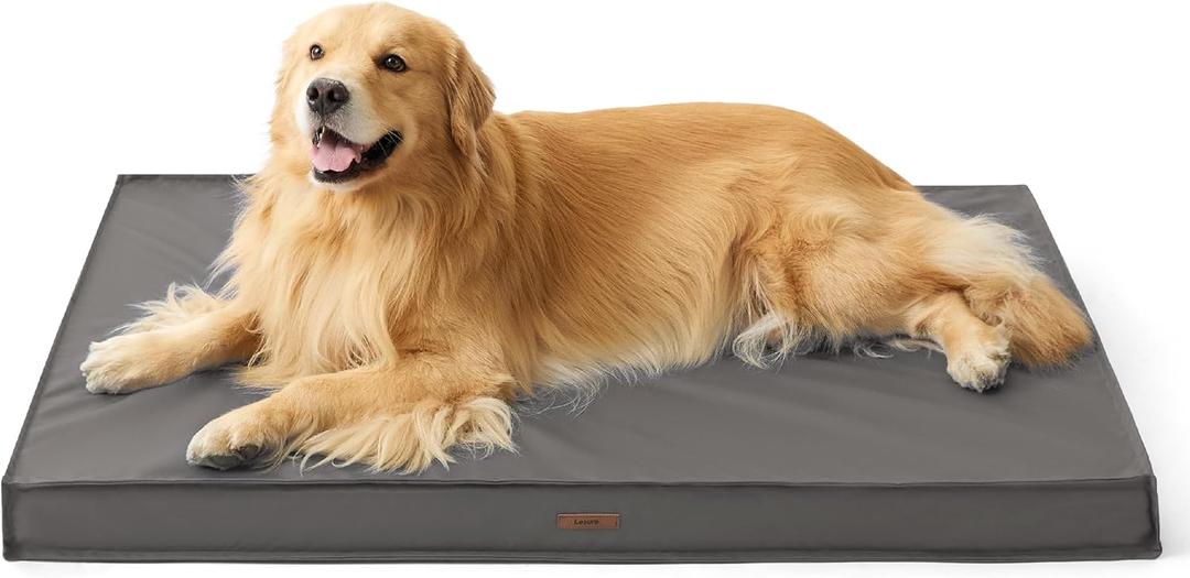 LE SURE Outdoor Waterproof Dog Bed for Extra Large Dogs, Orthopedic Egg Crate Foam Pet Bed with Oxford Fabric Surface and Removable and Durable Cover, Machine Washable, 44''x32'', Grey XL