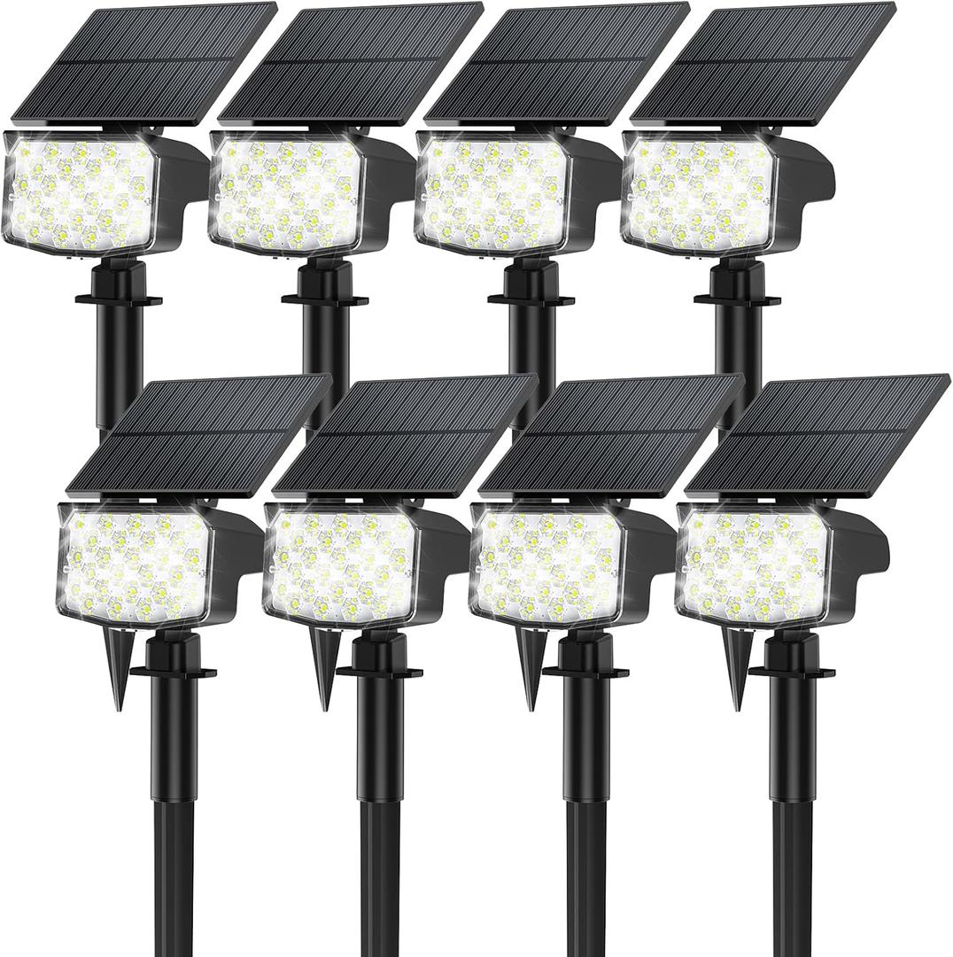 8 Pack Solar Spot Lights Outdoor, Waterproof IP65 Adjustable, 3 Lighting Modes Solar Powered Landscape Spotlights for Yard Garden Pathway(Cool White)