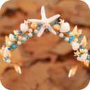 CAKURE Sea Star Crown Headband Boho Starfish Tiaras Beach Wedding Crowns Headpiece Sea Shell Headbands Pearl Beach Wedding Hair Accessories for Women