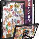 Uppuppy for iPad 9th/8th/7th Generation Case, for iPad Air 3/ Pro 10.5 2017  Women Cute Girls with Pencil Holder&Stand Clear Cover Flower Girly Floral for iPad 9/8/7 Gen, Air3, Pro 10.5 Inch Case