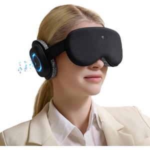 CLOZIA Sleep Headphones Wireless Bluetooth, White Noise Bluetooth Sleep Mask with 12 Soothing Sound, Sleep Mask with Bluetooth Headphones for Travel Yoga Office Meditation, Black