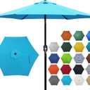 Blissun 7.5 ft Patio Umbrella, Yard Umbrella, Outdoor Market Umbrella with Push Button Tilt Crank (Light Blue)