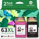 MYTONER 63XL Ink Cartridges Black and Color Replacement for HP Ink 63 63XL Ink Cartridge Combo Pack for HP OfficeJet 3830 4650 4652 4655 5255 5258 Envy 4520 4512 DeskJet 3630 3632 Printer 63 Ink
