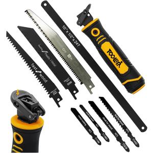 8-In-1 Multi Blades Hand Saw, Drywall Cutter. Hacksaw. Long Blade Hand Saw, Jab Saw, For Cutting Drywall, Sheetrock, Wood, Metel, Plastic, Plywood. Blade Quick Change Mechanism.