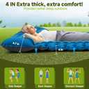 Double Camping Sleeping Pad, 4" Extra Thick 2 Person Inflatable Sleeping Pad with Built-in Foot Pump & Pillow, Ultralight Self Inflating Camping Mattress for Tent, Backpacking, Hiking, Travel, RV