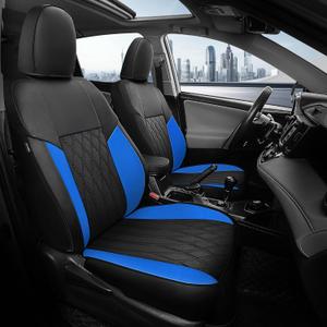 RAV4 Seat Covers - Custom Fit Seat Covers for Toyota RAV4 2013-2018 LE XLE SE Limited Platinum Adventure (Not for Hybrid) - Leather RAV 4 Seat Cover Full Set Waterproof - Black and Blue