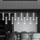 Modern Crystal Chandeliers LED Pendant Light for Kitchen Island Dining Room Entrance Foyer Living Room 6000K Black, 12-lights