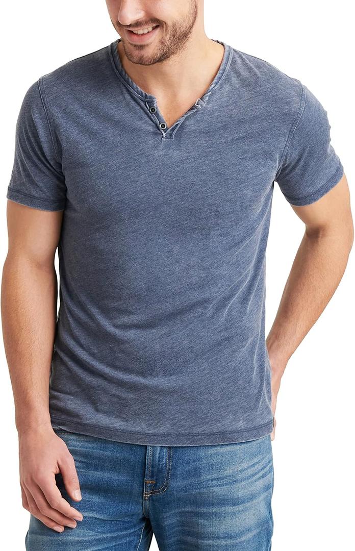 Lucky Brand Burnout Button Notch Shirt, Large