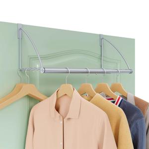 Tajsoon Over The Door Hanger Expandable & Adjustable, Over The Door Hooks for Hanging Towel & Coat, Over The Door Clothes Hanger for Bathroom, Bedroom, Washroom, Fits Doors up to 1, Metal, Silver 