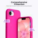 ORNARTO Compatible with iPhone 17e Case and for iPhone 16e Case 6.1", Liquid Silicone 3 Layers Full Covered Soft Gel Rubber Shockproof Cover, Protective Phone Cases for 16e & 17e-Hot Pink