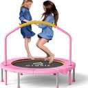 CLORIS 38in/48in Folding Trampoline - Max Load 220lbs / 450lbs Trampoline Rebounder Trampoline for Adults with Adjustable Foam Handle, with safty Padded Cover Best Gift