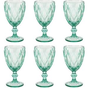 BTGLLAS Pure Light blue Wine Glasses 12Pcs a Set Solid Colors Glass Goblets Dishwasher Safe Colored Glassware With An Embossed Vintage Colored Goblets Pattern Like Crystal (Glass, Light blue)