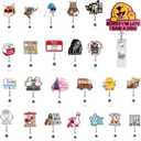 24pc Funny Badge Reel Cute Retractable Name Id Clip Badge Holder for Doctor Student Nurse Nursing Office Medical Assistant Coworker Work Gifts