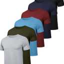 OYGSieg 5 Pack Workout Shirts for Men Short Sleeve Athletic Active Tops Quick Dry Crew Neck T Shirt for Running (XXL)