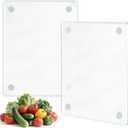 6''x8'' Small Tempered Glass Cutting Board for Kitchen Counter, TAQIXI 2Pcs Frosted Clear Glass Cutting Board for Countertop, Non-Slip, Scratch and Heat Resistant, Dishwasher Safe