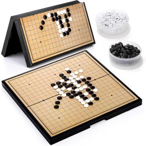 Yarlung Go Game Set, Magnetic Go Stones with 14.6 Inch Foldable 19x19 Game Board, Wei Qi Tabletop Strategy Game for 2 Players, Teens Adults